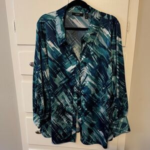 Plaid Women's Top in Blue and Green Dennis Basso 22W